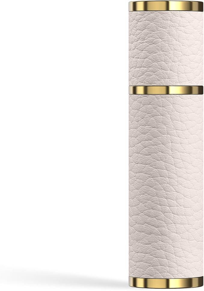 5ml Travel Perfume Atomizer Refillable, Mini Portable Genuine Leather Cologne Sprayer, Pocket Size Empty Fragrance Spray Bottle - Gift for Women Men (White)