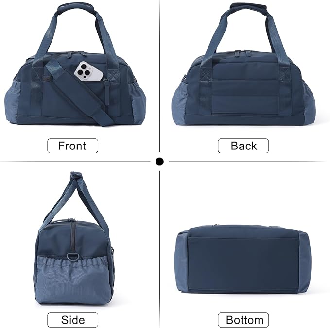 Bucosd Small Gym Bag for Women, Mini Crossbody Gym Duffle Bag with Wet Compartment, Carry on Gym Tote Bag for Workout Dance Sport Travel (Medium-Blue)