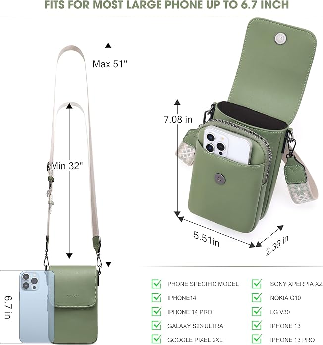 POIUGOYA Crossbody Bags for Women,Small Crossbody Purse with Triple Compartments,Cell Phone Wallet with Card Slots for Travel | Small