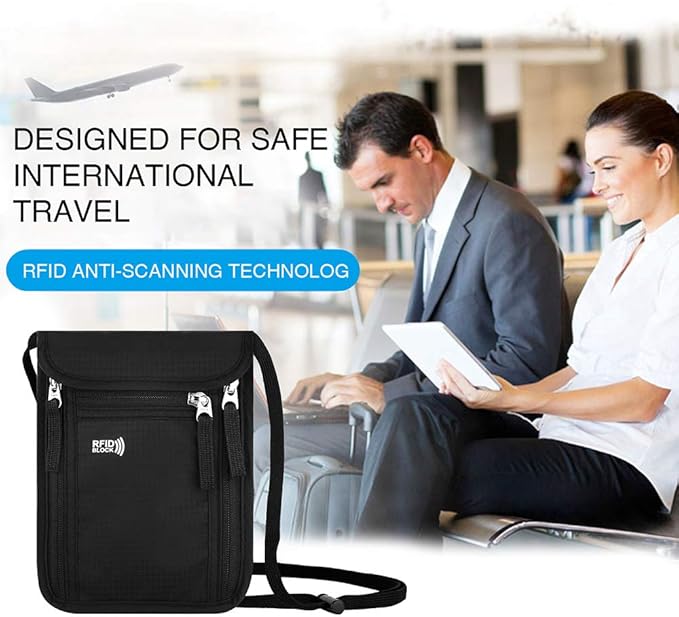 Travel Pouch Neck Wallet Family Passport Holder Organizer Case with RFID Blocking | Family Passport Holder