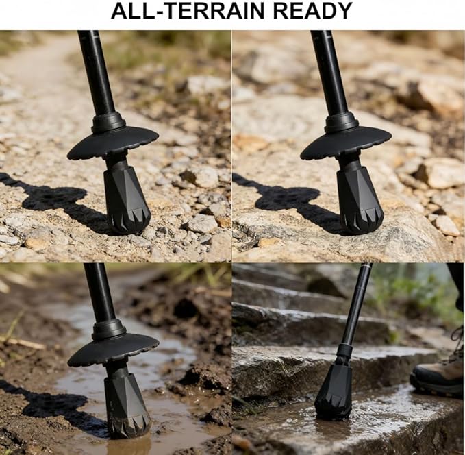 Walking Stick Tips Rubber 4pcs Trekking Pole Tips Replacement- Rubber Feet for Hiking Poles, Walking Sticks, Trekking Poles | Rubber Tip for Walking Sticks Hiking Trekking Poles Boot Tips Rubber Feet