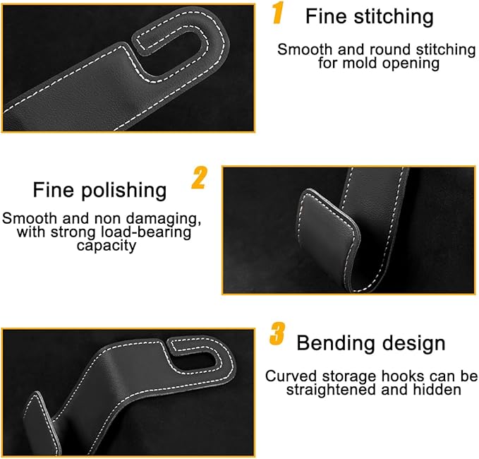 2PCS Car Seat Headrest Hook, Leather Vehicle Seatback Organizer Hanger for Hanging Purses Bags Coats, Auto Seat Back Storage Hook Accessories, Universal for SUV, Sedan, Truck (Red)