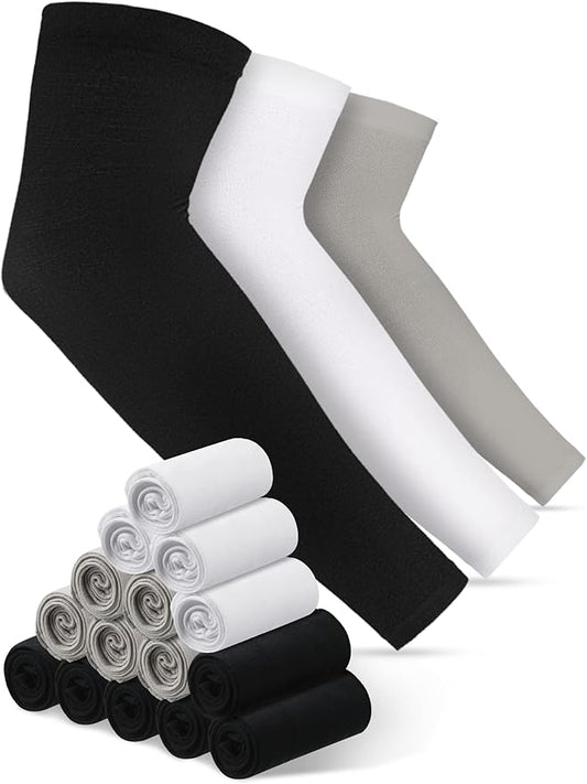 Bememo 16 Pairs UV Sun Protection Arm Sleeves for Men Women Cooling Arm Sleeves for Sports Workouts Tattoo Covers