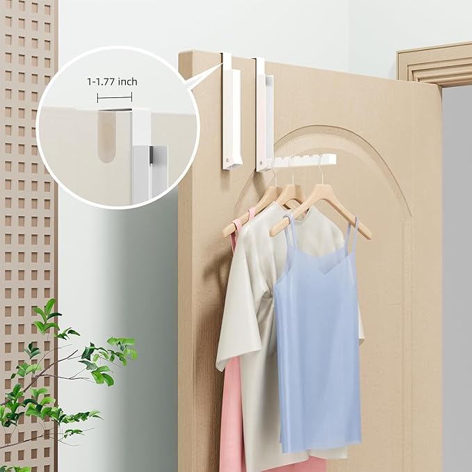 2-Pack Over The Door Hanger Foldable Clothes Drying Rack, Collapsible Hanging Coat Rack for Laundry Room & Bedroom, Space-Saving Compact Foldable Portable Clothing Hanger Hook