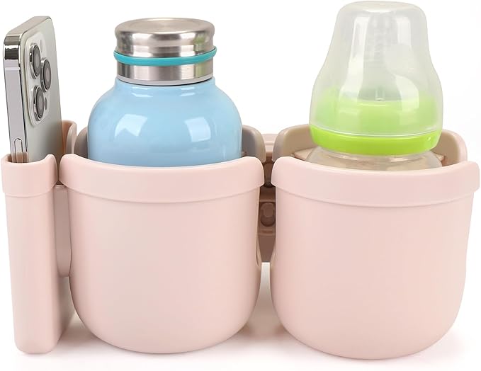 Accmor Stroller Cup Holder with Phone Holder, Bike Cup Holder, Universal Cup Holder for Uppababy Nuna Doona Strollers, 2-in-1 Cup Holder for Walker, Wheelchair, Scooter