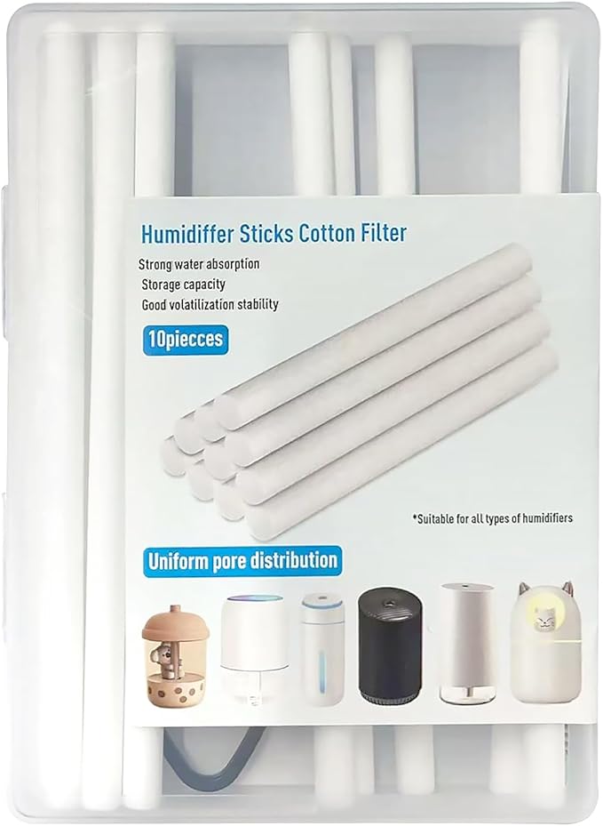 10 Pieces（5.9Inch）Humidifier Filter Cotton Refill Travel Mini Sticks Car Humidifier Replacement Parts for Portable Personal USB Powered Smart Humidifiers in Office Bedroom