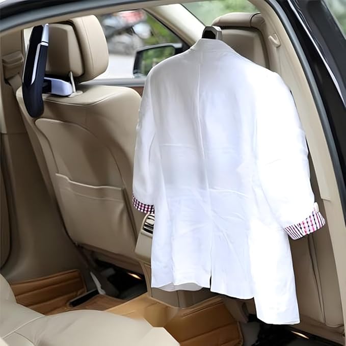 Car Coat Hanger,Folding Cars Headrest Back Seat Coat Holder,Save Space Auto Travel Hanger for Jackets Suit Coats,Motorcar Interior Organizer Storage Accessories for Automotive,RV,Truck,SUV(Silver)