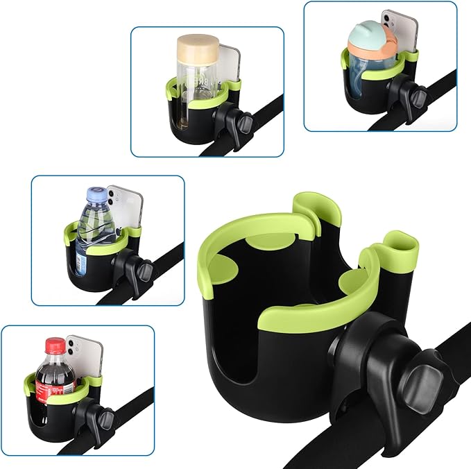 Accmor Stroller Cup Holder with Phone Holder, Bike Cup Holder, Universal Cup Holder for Uppababy Nuna Doona Strollers, 2-in-1 Cup Holder for Walker, Wheelchair, Scooter