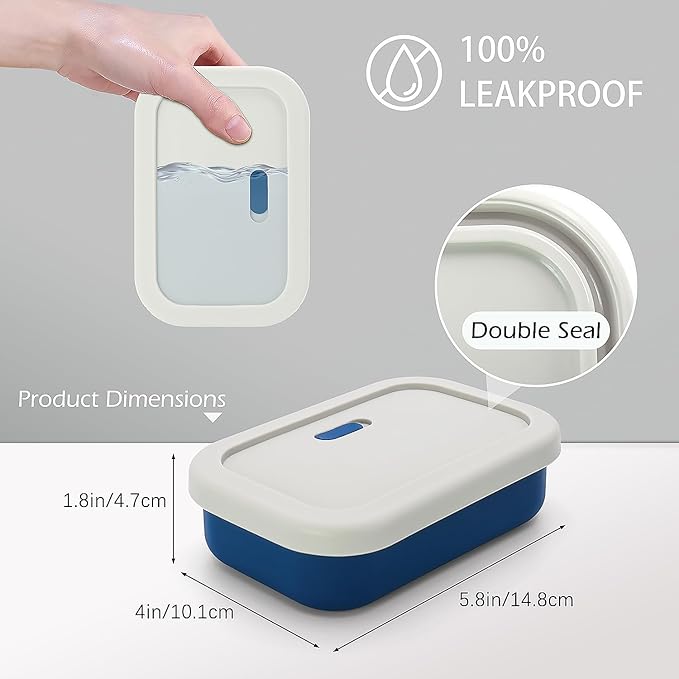 AIDIMMING Large Vented Silicone Travel Soap Case, Leak-Proof Shampoo Bar Holder for Shampoo and Conditioner Bar Set, Drain Tray Container for Large Bars, Handmade Bars, Travel Gym Camping, Blue