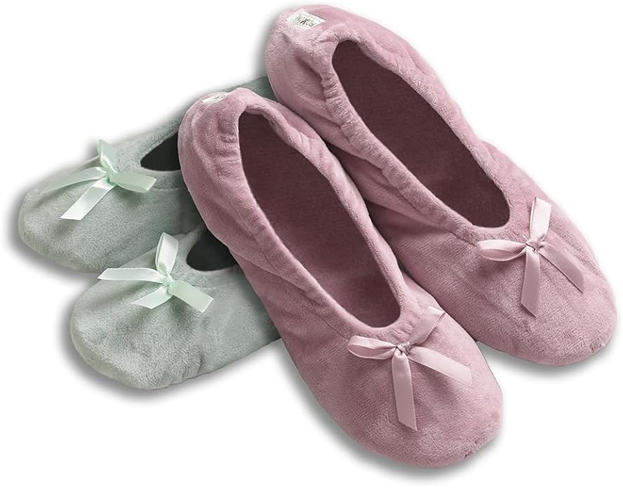 Women's Terry Classic Cotton & Velour Ballerina Slippers (Pack of 2)