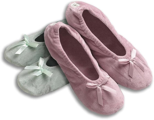 Women's Terry Classic Cotton & Velour Ballerina Slippers (Pack of 2)