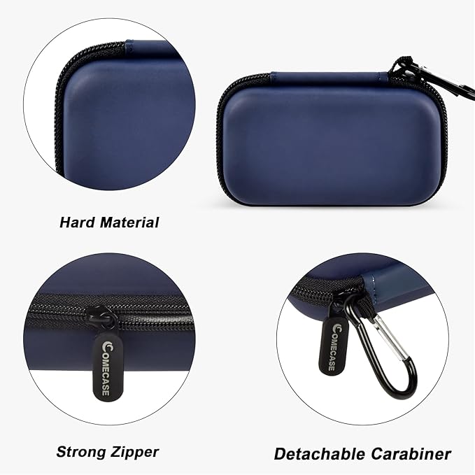 COMECASE Dual SSD Case for SanDisk Extreme Portable SSD & Extreme Pro, Hard Drive Storage Bag Fits 1TB 2TB 4TB 8TB External Solid State Drive, with 12 SD Card Slots, for Travel-Dark Blue (Box Only)