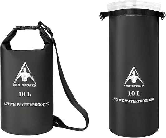 Oak-Sports Dry Bag Waterproof Backpack 5L/10L/20L, Roll Top Lightweight Beach Bag with Double Zipper Seal for Swimming, Kayaking, Hiking, Boating, Adjustable Shoulder Strap