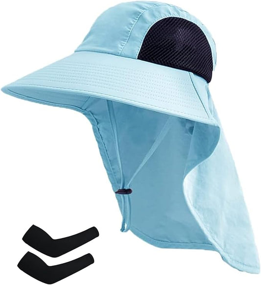 Sun Hat for Men Women with Neck Flap,UPF 50+ UV Protective Hiking Fishing Hats,Wide Brim Sun Hat for Women&Men