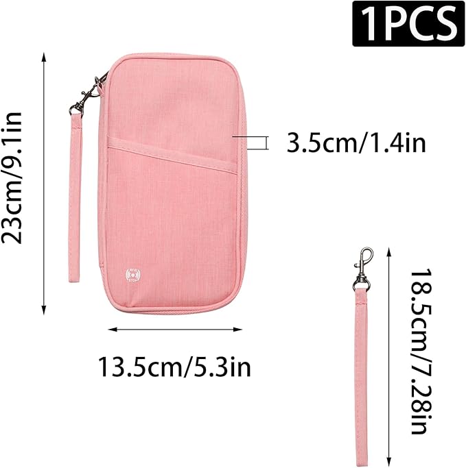 Waterproof Passport Holder for Travel Family, Travel Document Organizer with RFID Blocking, Portable Passport Wallet for Men Women (Pink)