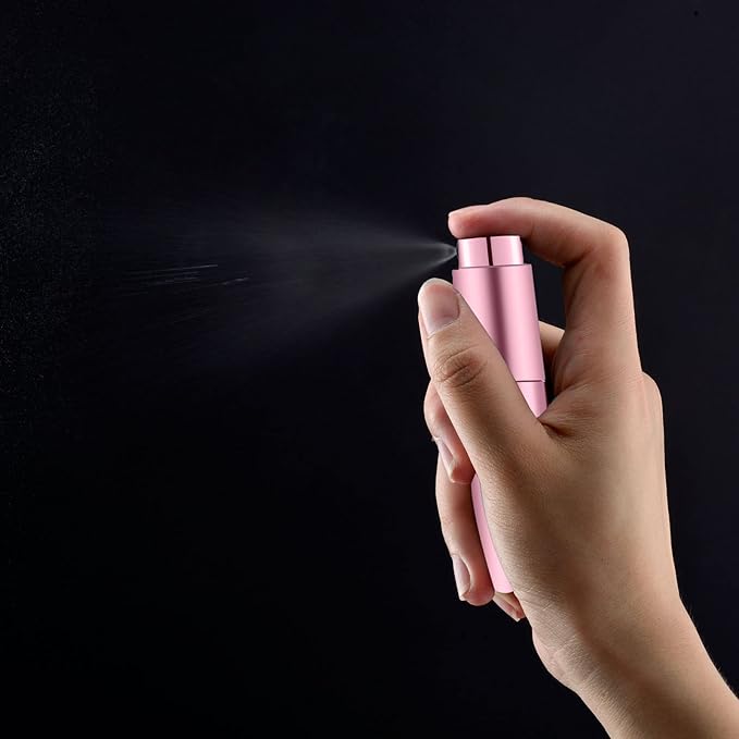 Lil Ray 8ml Portable Mini Perfume Atomizer(4 PCS)，Refillable Empty Small Spray Bottle for Travel, Twist Type Pocket Cologne Sprayer (Pink)