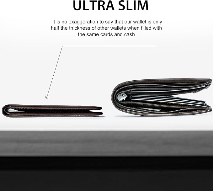 GSOIAX Slim Wallet for Men Rfid Blocking Leather Bifold Front Pocket Carbon Fiber Men's Money Clips Credit Card Holder With Gift Box