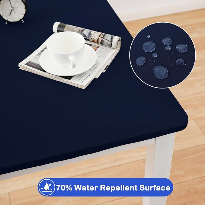 Wolkemer 2 Pack 3 Foot Navy Blue Fitted Tablecloth 36x36 Inch Square Elastic Edges Table Cloth, Spandex Stretch Table Cover with Machine Washable Fabric for Wedding Party Picnic Dining Indoor Outdoor