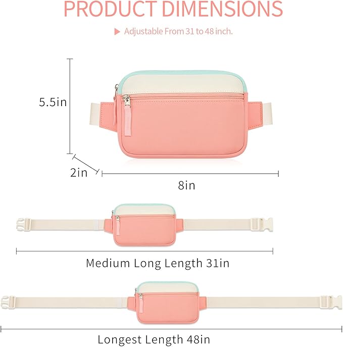 Fanny Pack Birthday Graduation Gifts for 7 8 9 10 11 12 13 Year Old Teen Girls Her Kids, Preppy Cute Trendy Stuff Colorblock Crossbody Bag Adjustable Belt Bags for Travel Essentials