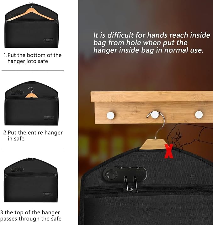 JUGREAT Hanger Diversion Fireproof Safe with Lock, Hidden Storage for Valuables, Secret Under Clothes With Hidden Compartment to Hide Items for Home or Travel