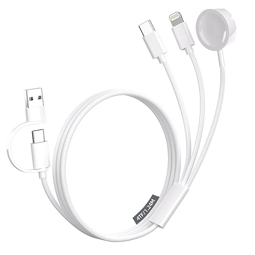 Travel Essentials,3 in 1 USB C Cable for Apple Watch Charger ，Multi Charging Cable Cord,Vacation Camping RV Essentials,Portable Designed for iWatch Series 11-2/Ultra/SE &iPhone 17-12-4FT