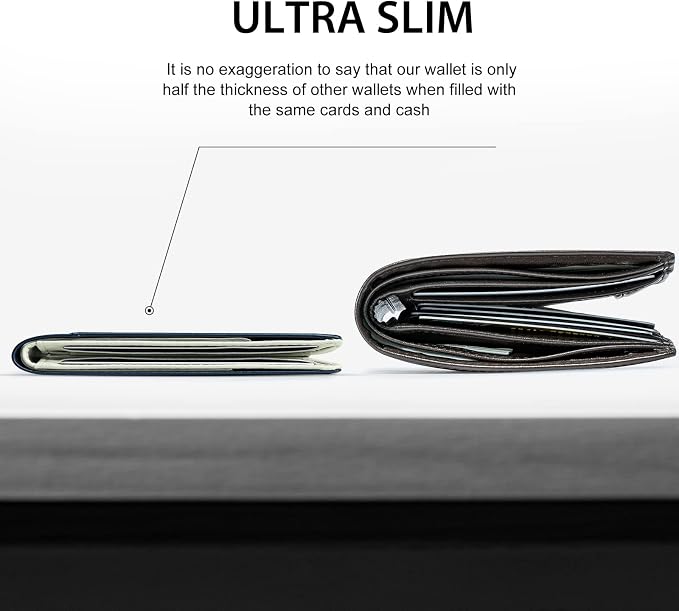 GSOIAX Slim Wallet for Men Rfid Blocking Leather Bifold Front Pocket Carbon Fiber Men's Money Clips Credit Card Holder With Gift Box