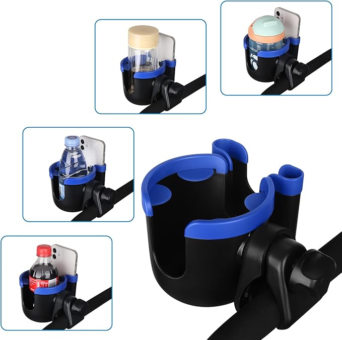 Accmor Stroller Cup Holder with Phone Holder, Bike Cup Holder, Universal Cup Holder for Uppababy Nuna Doona Strollers, 2-in-1 Cup Holder for Walker, Wheelchair, Scooter