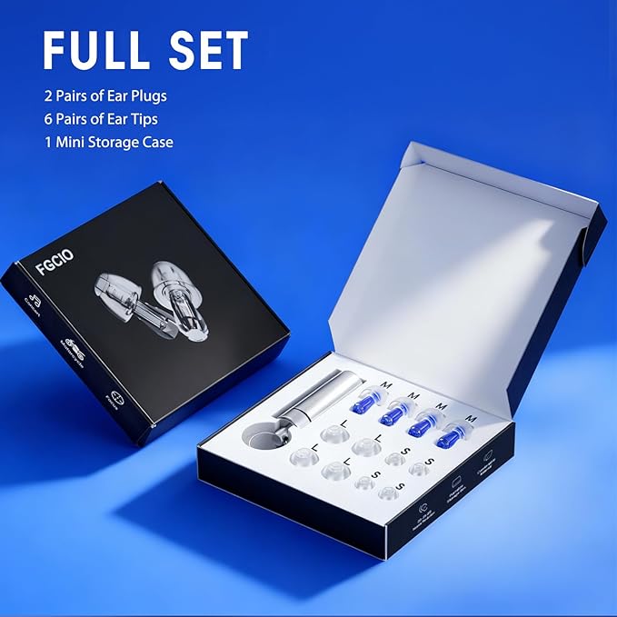 Ear Plugs for Concerts, 2 Pack High Fidelity Concert Ear Plugs with Acoustic Filter - NRR of 20-25dB Noise Reduction for Concert, Rave, Work, Musicians, Noisy Workplace Blue