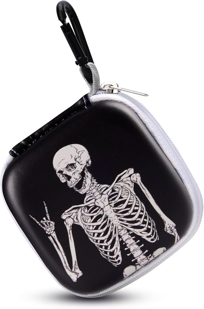 Earbud Case, Personalised Patterned Portable EVA Headphone case Cell Phone Accessories Organizer with Carabiner for Wired/Wireless Earphone, Earbud, Earpieces, SD Memory Card, Camera Chips