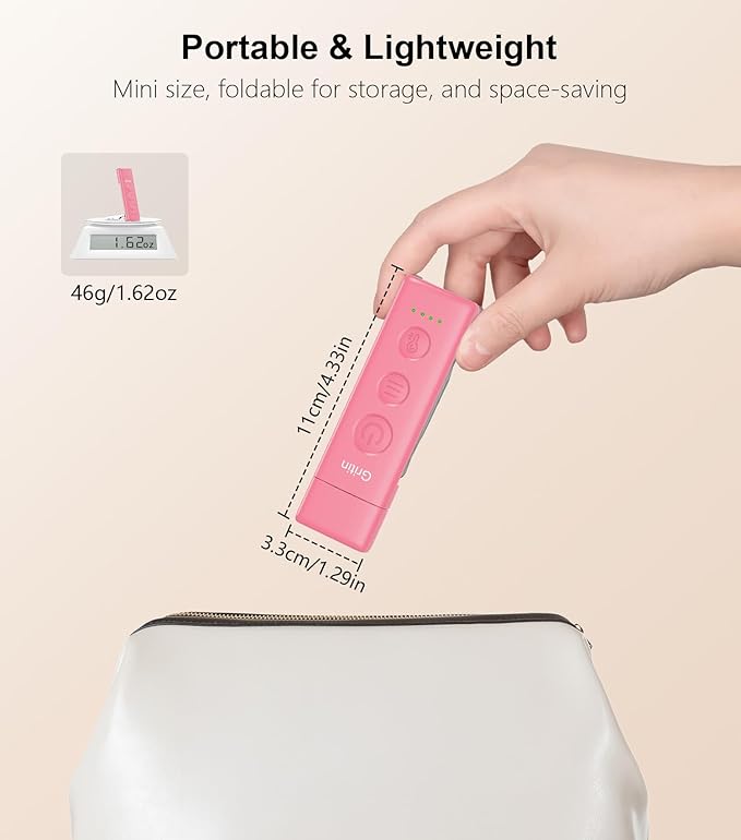 Gritin Book Light Rechargeable, Eye Caring 3-Color & 5-Brightness Clip on LED Reading Light for Books in Bed- Stepless Dimming, Long Lasting, Compact Size Flexible Book Lamp for Bookworms-Warm Pink