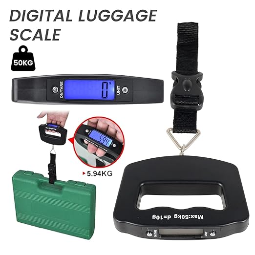 Digital Luggage Scales, 50kg/110lb Electronic Hanging Scales, Portable Digital Luggage Scale with Backlight Digital Display Travel, Handheld Style Suitcase Scales Baggage Scale for Travel Home Use