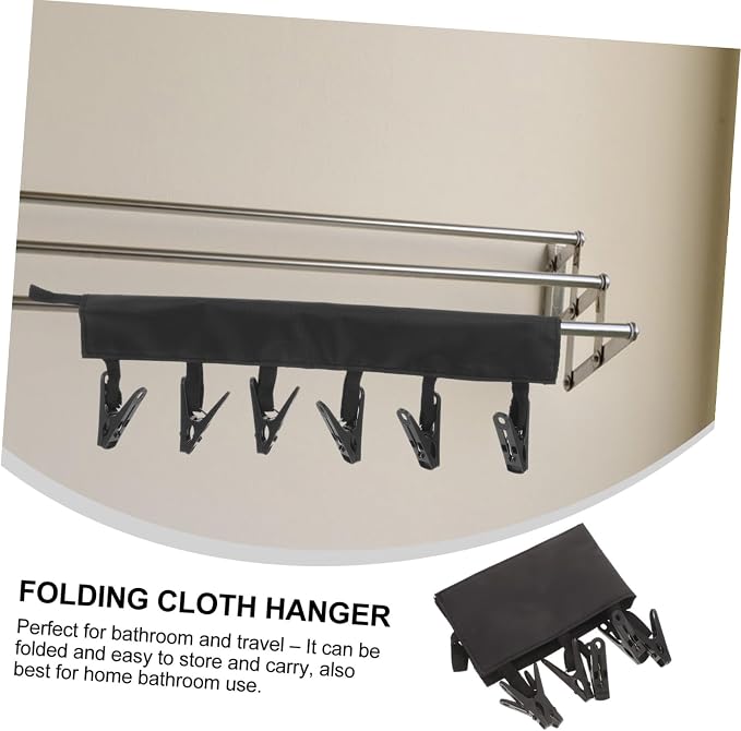 Space-Saving Foldable Clothes Hanger Portable Laundry Rack Drying Rack for Clothing Travel Clips Sturdy Adjustable Design
