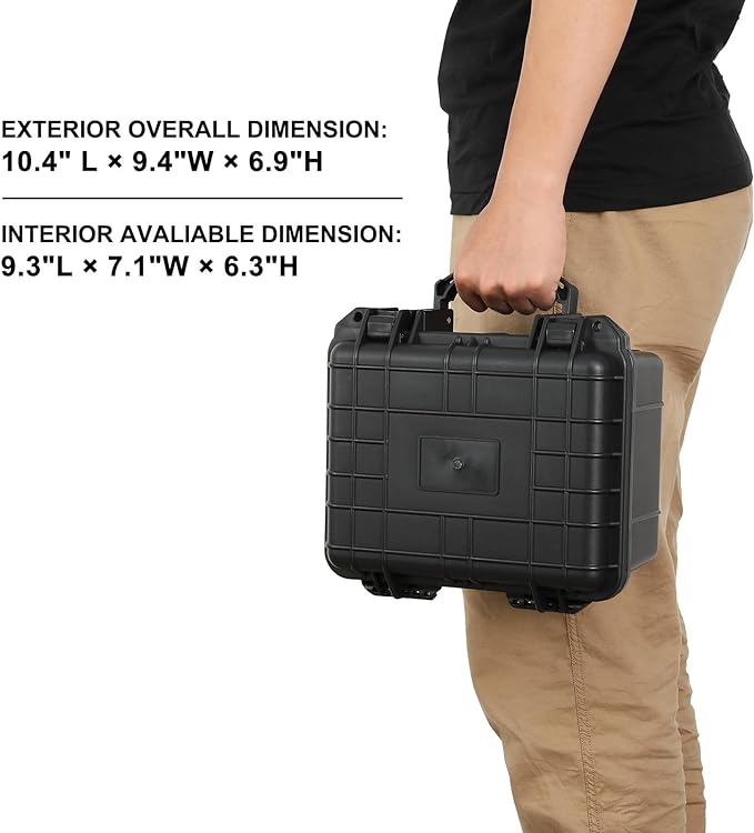 Mayouko Portable Tool Box with Shock- Proof Sponge, Water Proof Grade IP67, Waterproof Hard Case with Foam Insert, Handheld Gimbal Explosion-Proof Box, Waterproof Hard Case, 10.6 x 9.7 x 6.9 inch