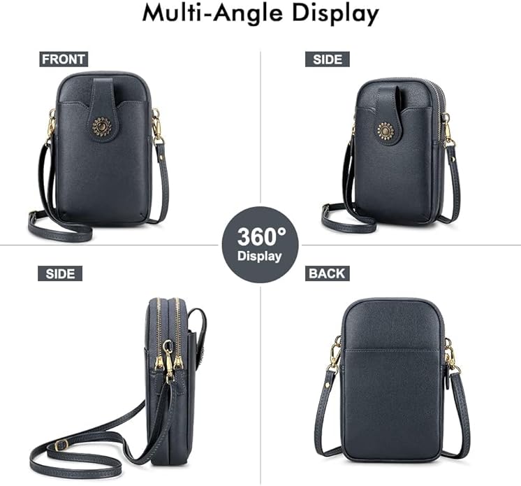 Peacocktion Small Crossbody Bags for Women, Leather RFID Cell Phone Purse, Trendy Travel Crossbody Purses with Zipper