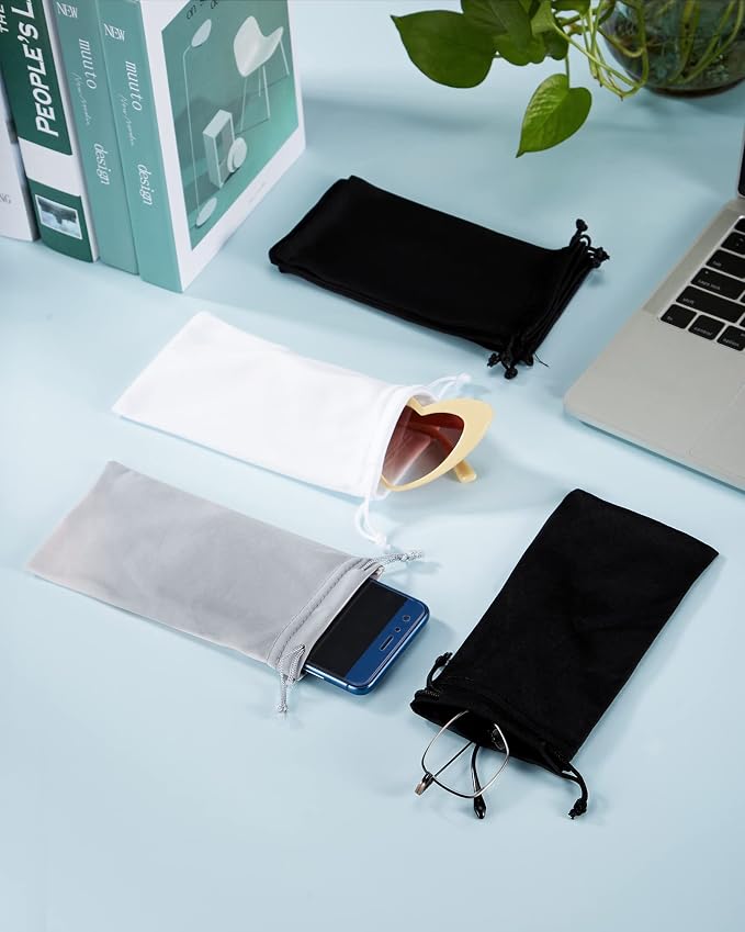 Flutesan 40 Pack Microfiber Case Pouch Bag Glasses Sunglasses Case with 2 Pieces Cleaning Cloth