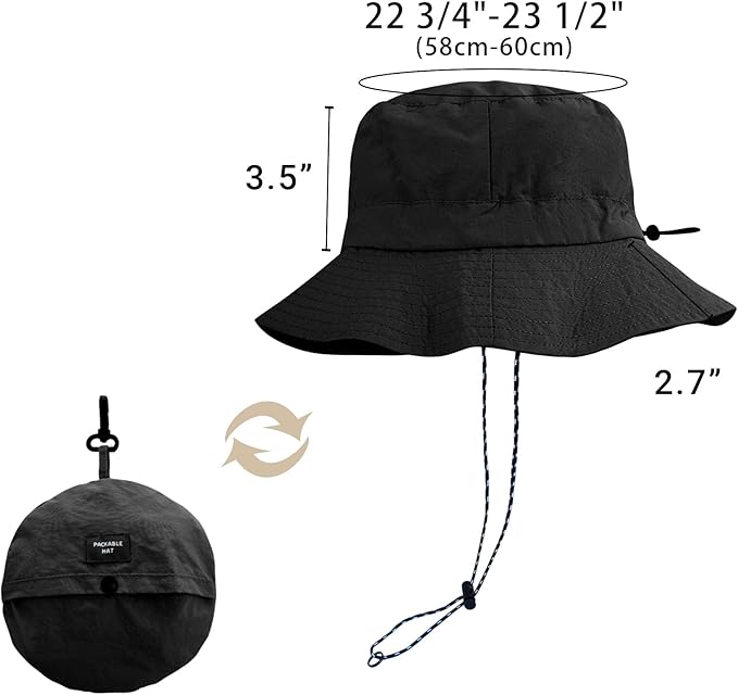PFFY Packable Sun Bucket Hat for Men Women Outdoor UV Protection Sun Hats Waterproof Lightweight Hiking Outdoor Cap