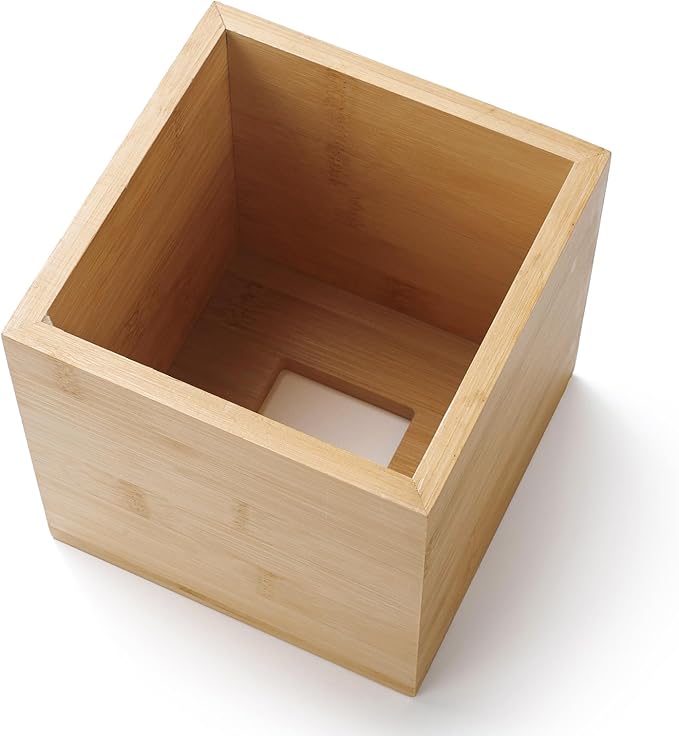 Bamboo Tissue Box Cover, Square Wood Tissue Box Holder, Wooden Facial Paper Holder for Bathroom, Bedroom, Dinner Table, Office (2 Pack, 5.7 x 5.7 x 5.7 inch)