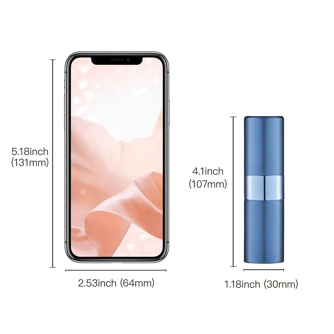 Cologne Travel Bottle 20ml - Large Size Perfume Atomizer Refillable for Men - Pocket Empty Fragrance Sprayer for Refill - 0.67oz Portable Twist Spray Sample Container for Purse Blue 2PCS