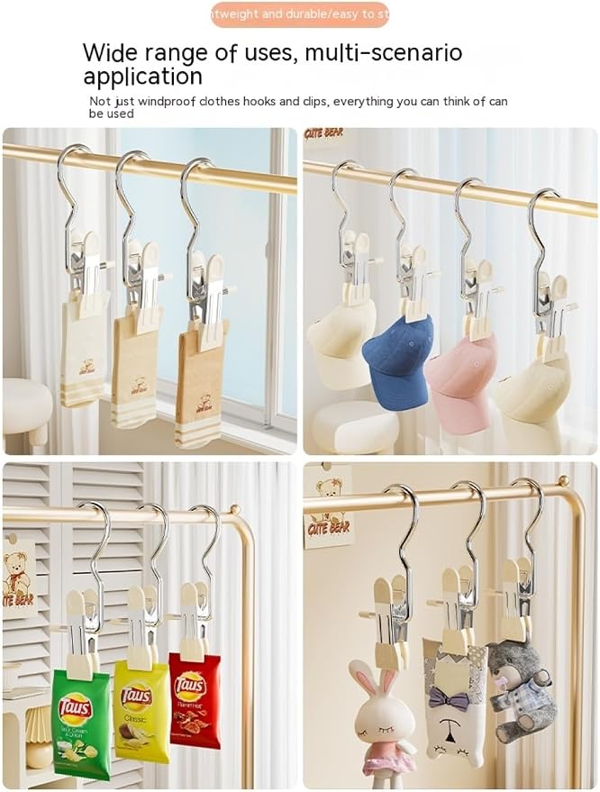 10/30/50Pcs Space-Saving Clothespin, Upgrade Double Head Clamp Dipped Hanger for Closet Hooks Garment Clip Hat Pants Storage Hanging Travel Hook (White, 10PCS)