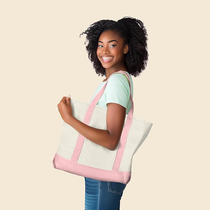 22" Heavy Duty Cotton Canvas Tote Bag (Zippered)