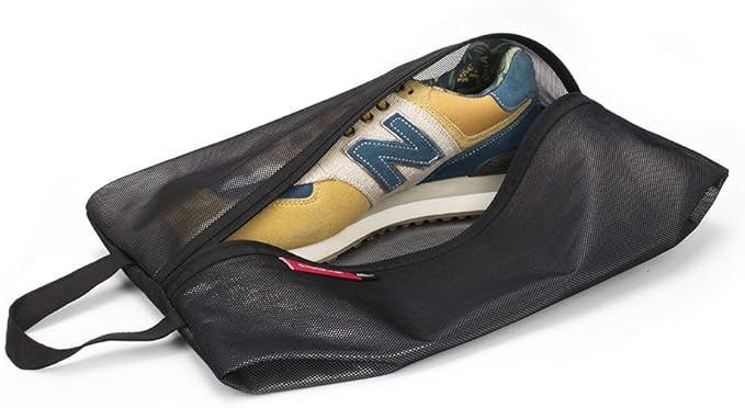 pack all Shoe Bag for Travel, Water-Resistant Shoe Pouch for Gym, Odor-Resistant Soccer Cleats Bag for Sport (Black, 1-Pack)