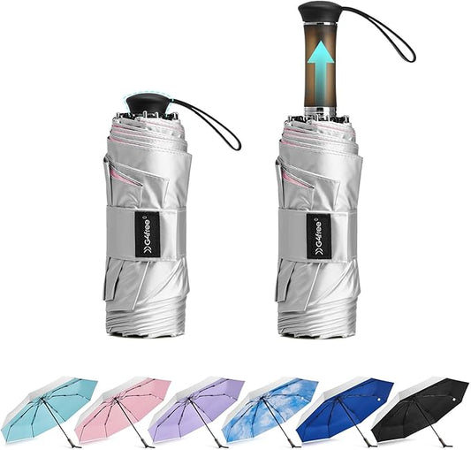 G4Free 46 Inch Mini Travel Umbrella with Retractable Handle, Pocket Size Umbrellas for Sun Rain. UV Protection UPF 50+, Small Compact Umbrella
