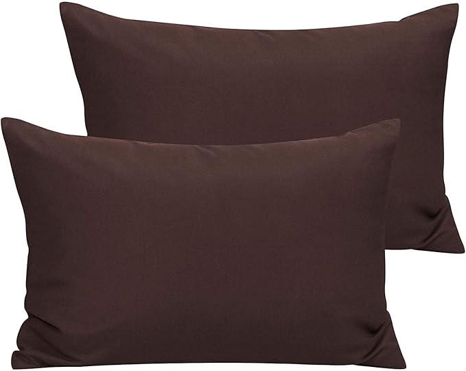 Travel Pillowcase 12x16 500 Thread Count Egyptian Cotton Set of 2 Toddler Pillowcase Zipper Closer 100% Egyptian Cotton (Toddler Travel 12x16 Zipper, Brown Solid)