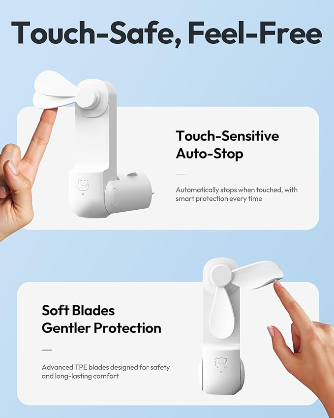 Gaiatop Portable Handheld Fan, 3 in 1 Mini Fan Handheld [17h Max Cooling], Foldable Personal Fans Pocket Design, USB Travel Fans Portable, Lash Trip Summer Essential Cute Gifts for Women Girl, White