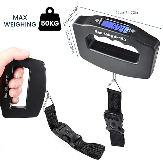 Digital Luggage Scales, 50kg/110lb Electronic Hanging Scales, Portable Digital Luggage Scale with Backlight Digital Display Travel, Handheld Style Suitcase Scales Baggage Scale for Travel Home Use