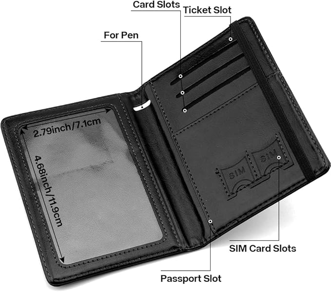 Passport Holder for Travel, Leather Passport Holder RFID Blocking Passport Cover Wallet Passport Case with Pen Holder Passport Holders for Travel Women Men Family Travels Must Haves Essentials, Black