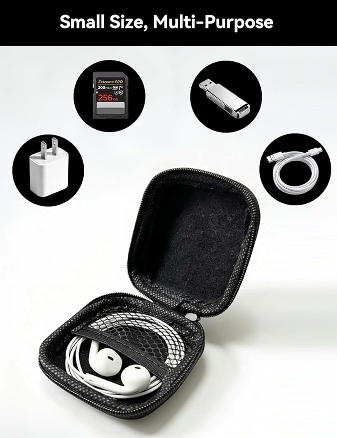 MAS CARNEY Earphone Case, Headphone Earbud Hard Protective Carrying earplug Case Bag for Wired Earphones MP3 Small Items