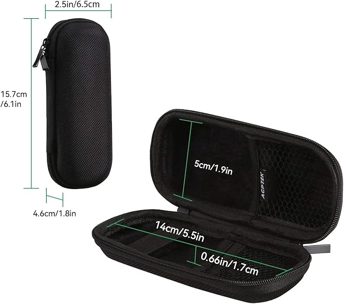 AGPTEK Carrying Case, EVA Zipper Carrying Hard Case Cover for Digital Voice Recorders, MP3 Players, Storage Holder for 3D Printing Pen, USB Cable, Earphones, Memory Cards, U Disk, Black