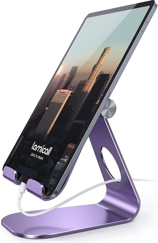 Lamicall Tablet Stand, Adjustable Tablet Holder - Desktop Stand Holder Gifts Compatible with 4-13" Tablets Such as iPad Pro 11, 9.7, 10.5, 12.9 Air Mini, Kindle, Tab, iPhone Air 17 Pro Max, Purple