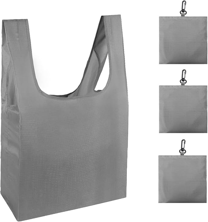 HOLYLUCK Reusable Grocery Bags,Heavy Duty Foldable Shopping Tote Bag (Extra Large, 3 Large Grey)